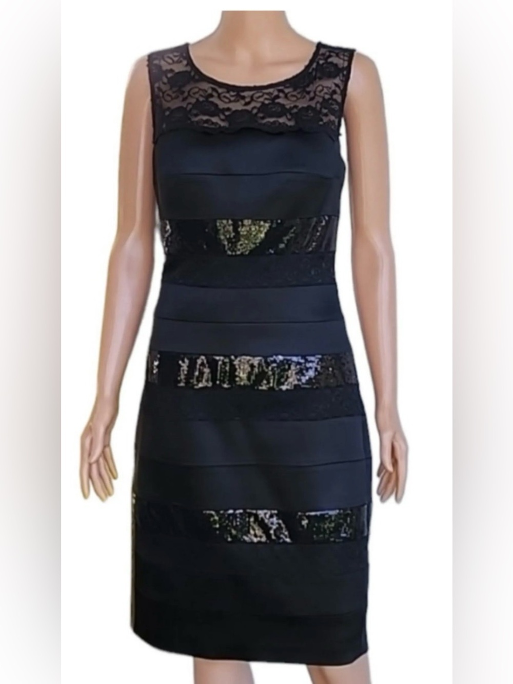 Jax Black Lace & Sequin Cocktail-Length Dress